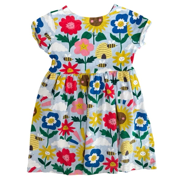 Mini Boden Floral and Bee Print Short Sleeve Cotton Jersey Dress size 7/8 - Picture 8 of 11